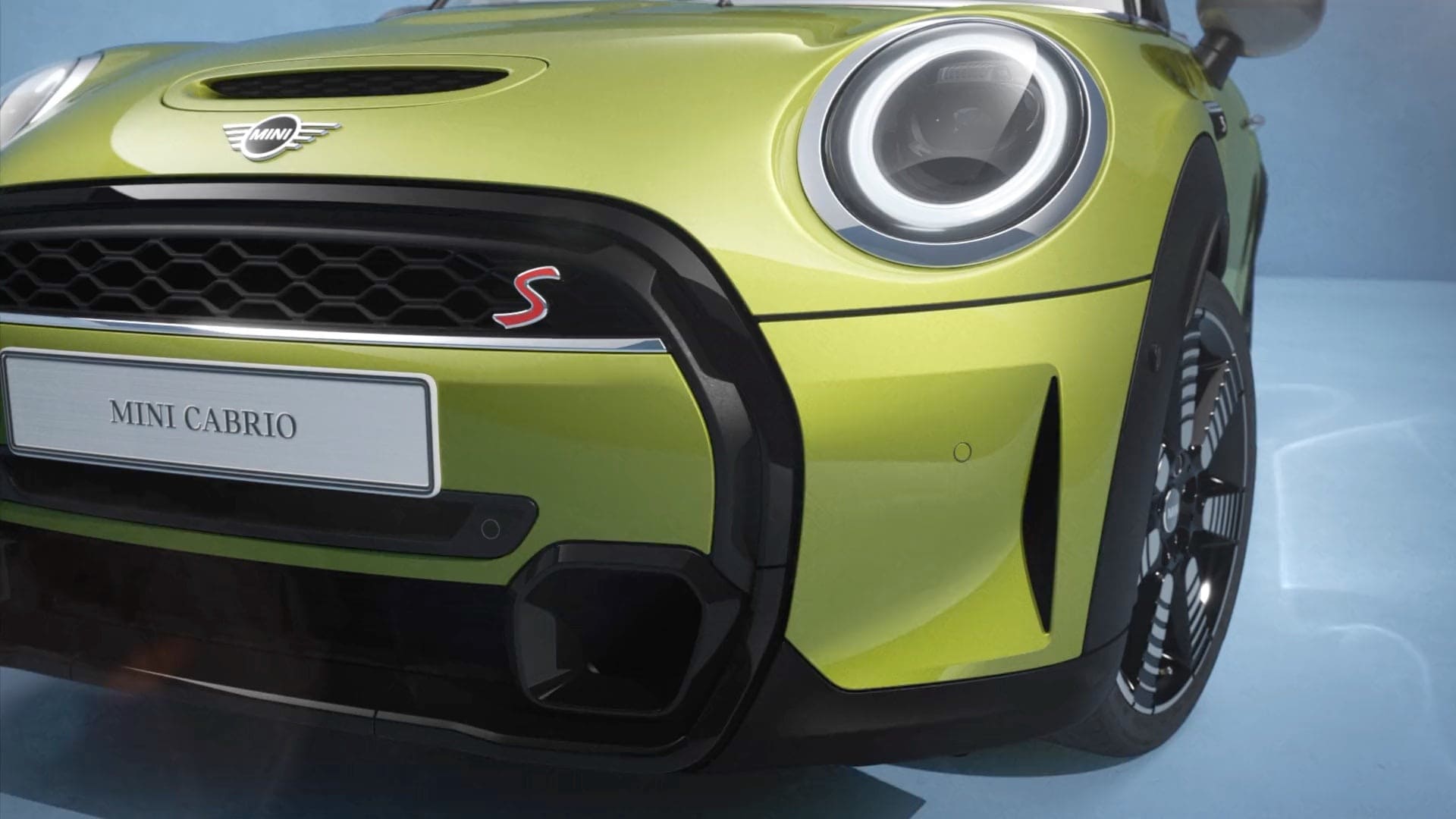 MINI Cabrio – Rückansicht – gelb