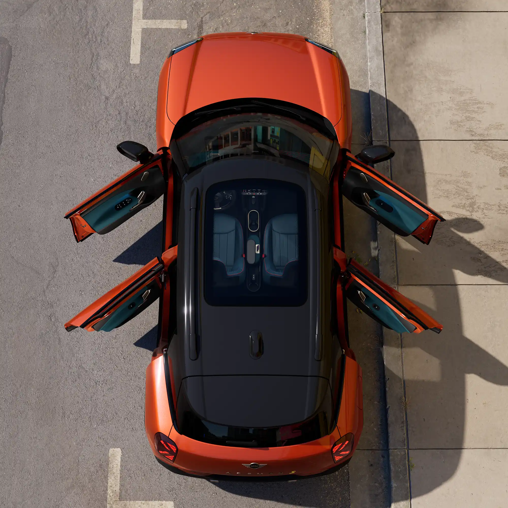 MINI Aceman Electric – Ansicht mit geöffneten Türen