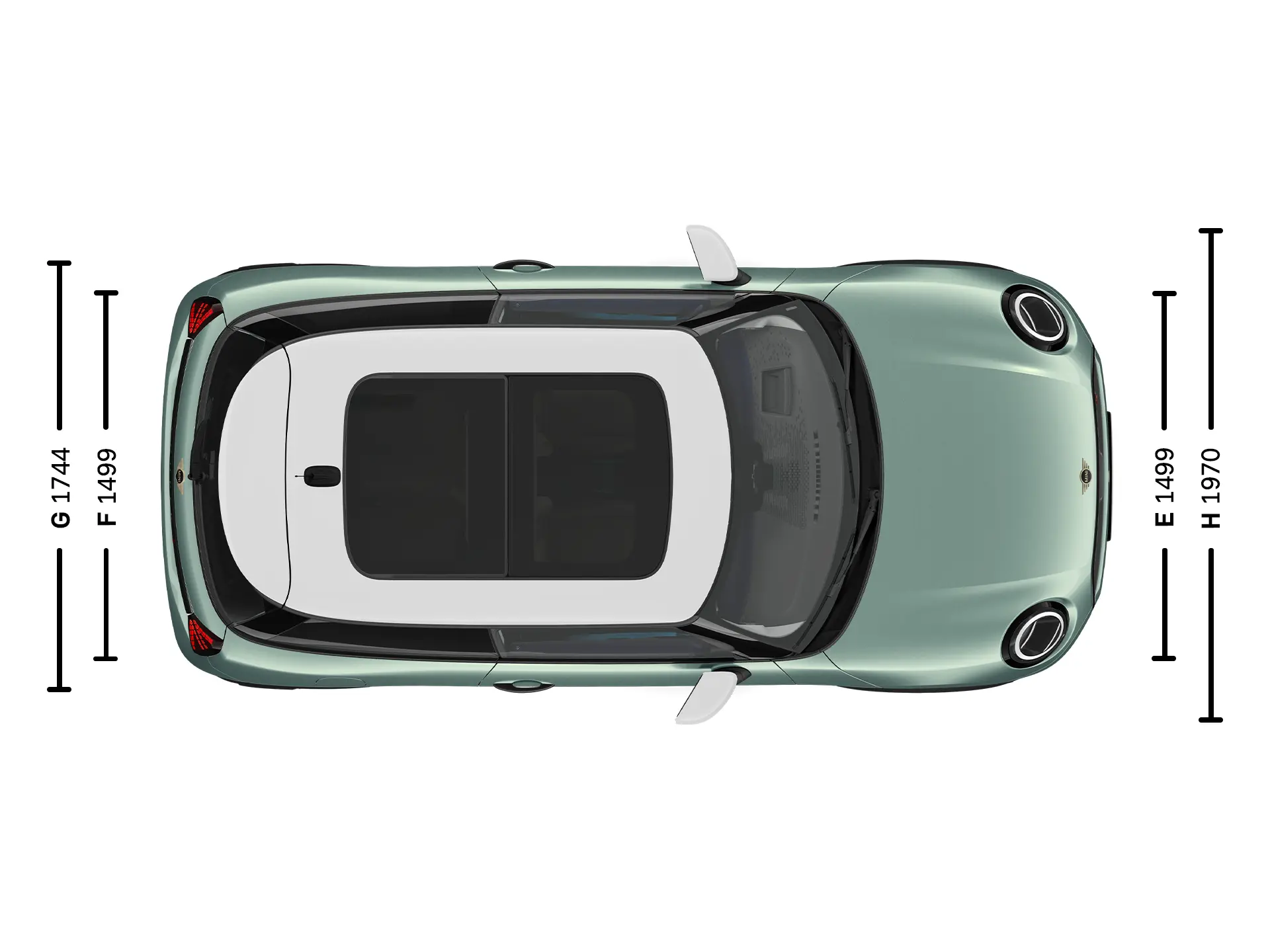 MINI Cooper 3-Türer – Abmessungen Ansicht von oben