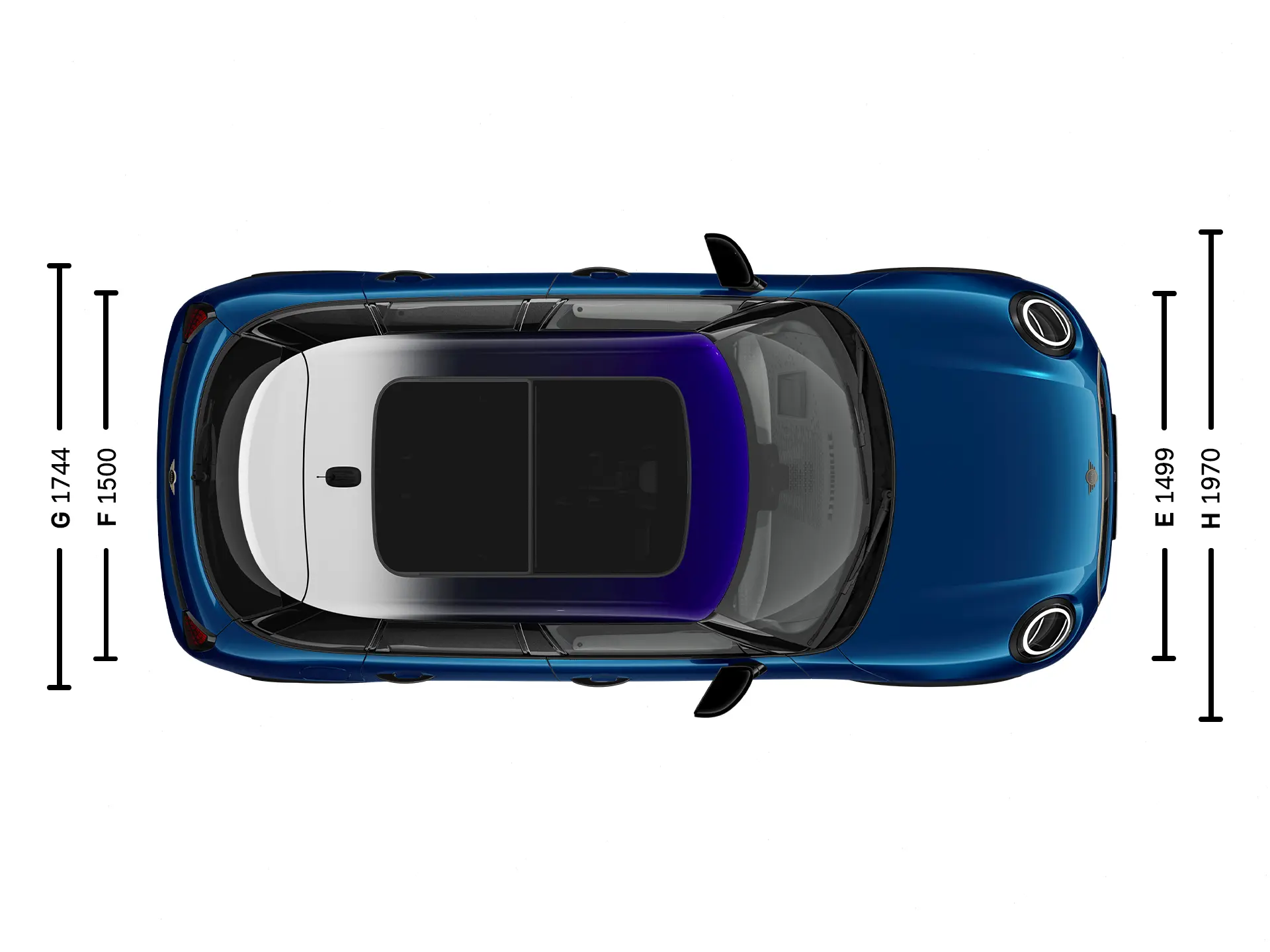 MINI Cooper 5-Türer – Abmessungen Ansicht von oben