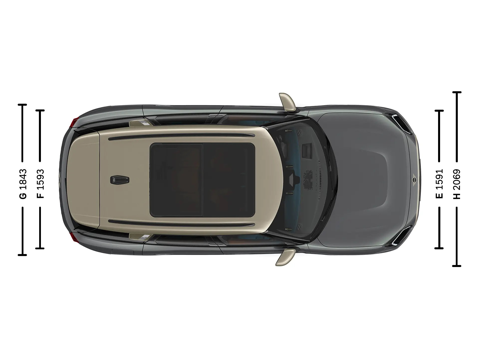 MINI Countryman Electric – Abmessungen Exterieur Ansicht von oben