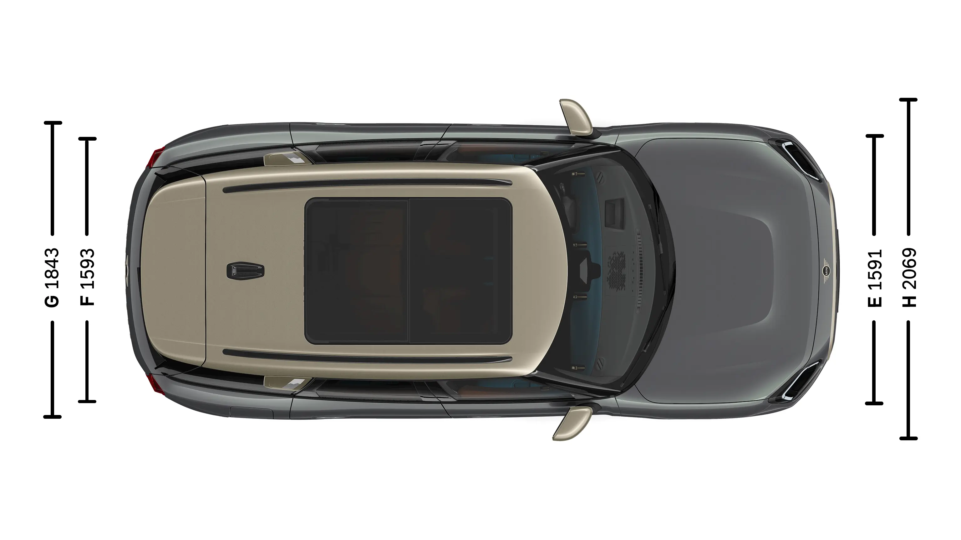 MINI Countryman Electric – Abmessungen Exterieur Ansicht von oben
