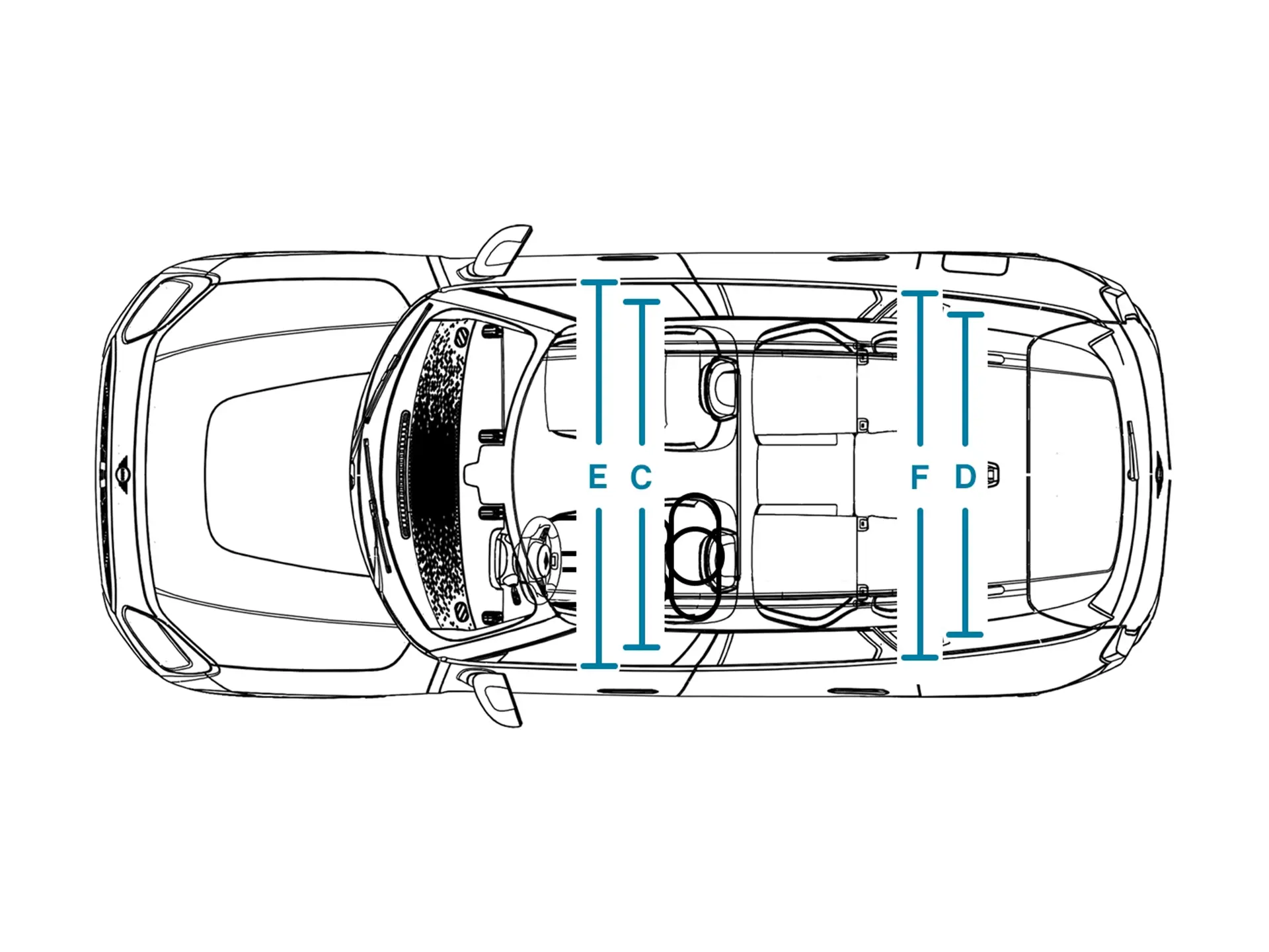MINI Countryman Electric – Abmessungen Interieur Ansicht von oben