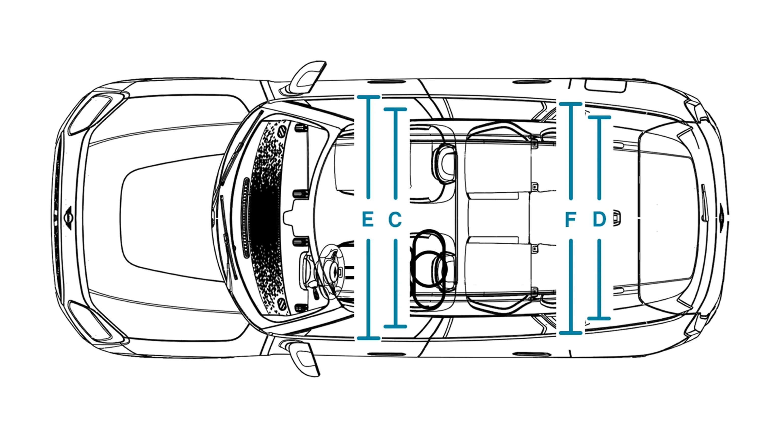 MINI Countryman Electric – Abmessungen Interieur Ansicht von oben