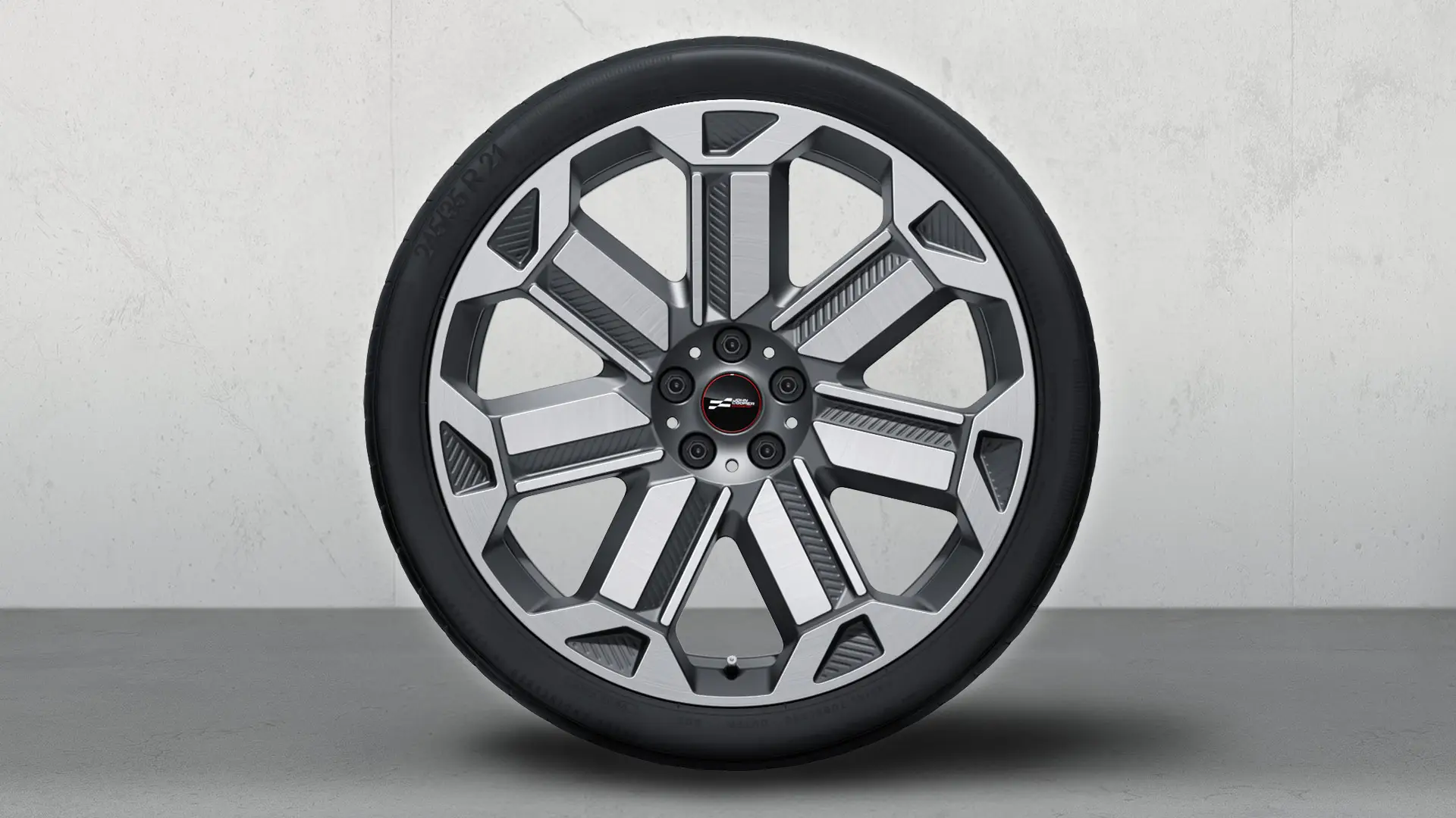 21" JCW Leichtmetallrad Rallye Speiche 950 Bicolour (frozen gunmetal grey, bright polished), Sommerkomplettradsatz 