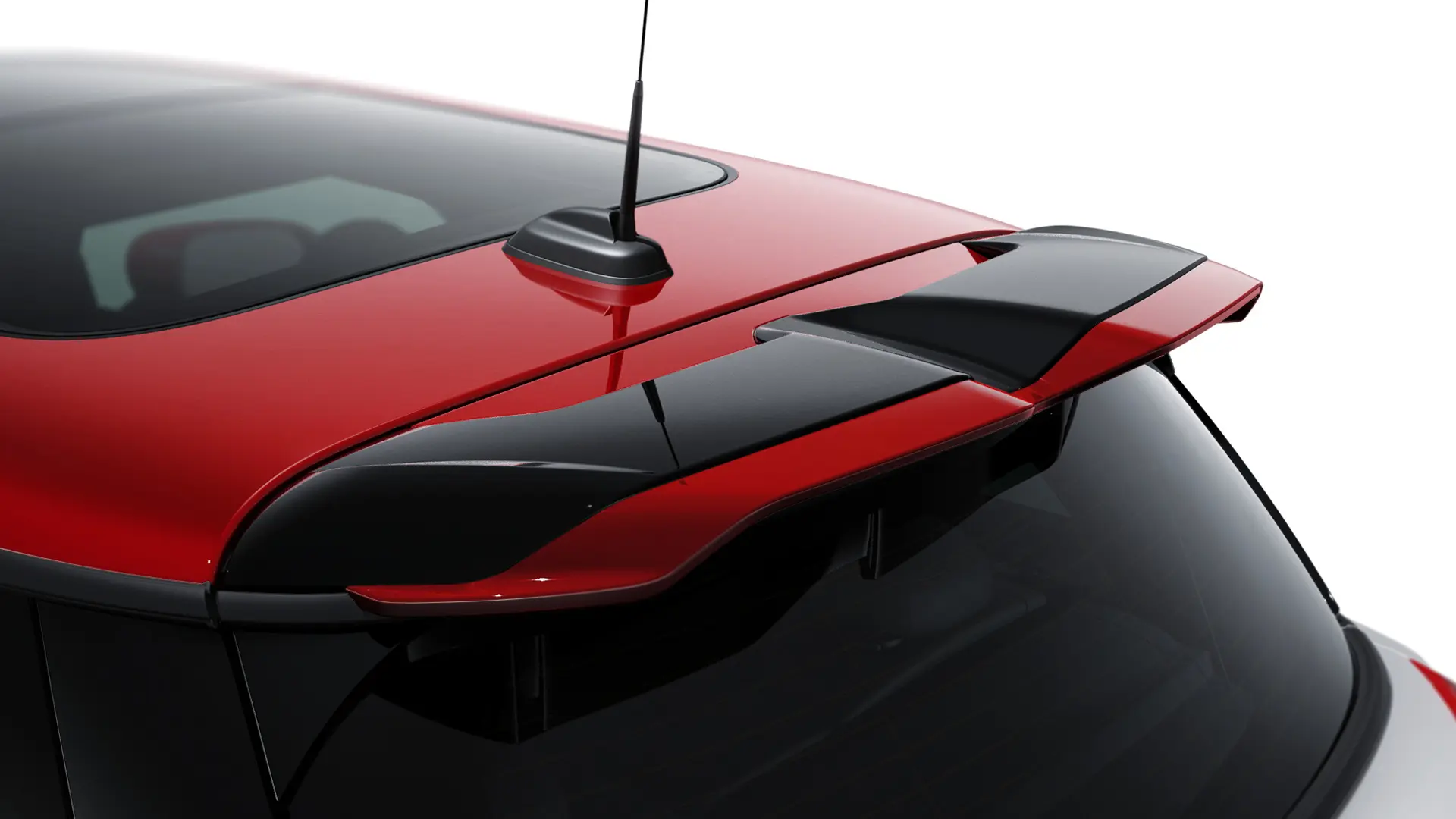 JCW Zubehör - JCW Dachkantenspoiler Aufsätze in Chili Red