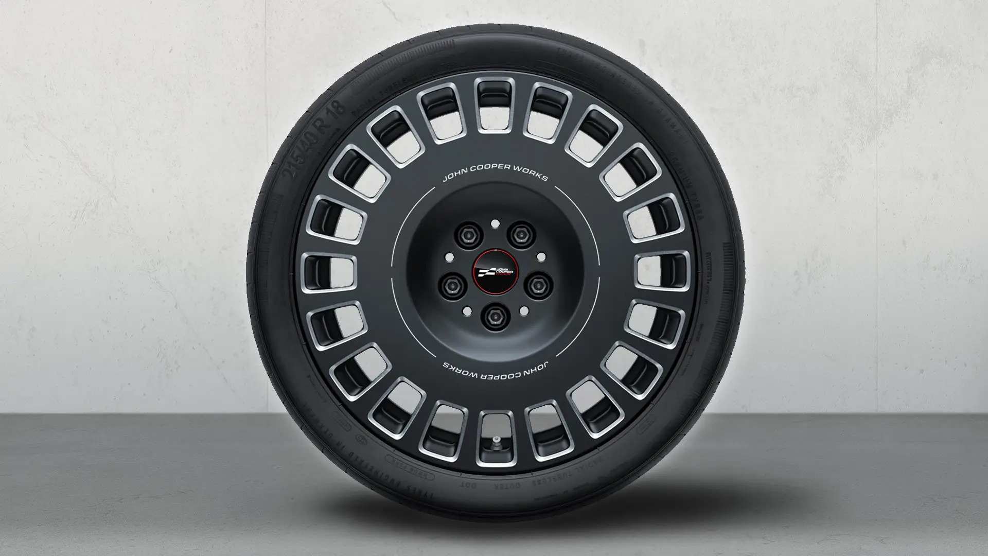 18" John Cooper Works Leichtmetallrad Rallye Spoke 964 als Sommerkomplettrad in Bicolour Midnight Grey, glanzgefräst. 