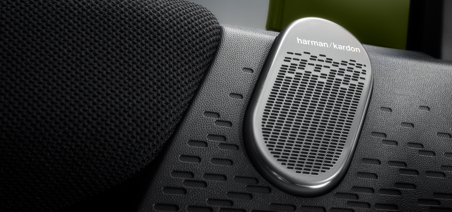 Detailansicht des MINI Paul Smith mit Harman Kardon Soundsystem