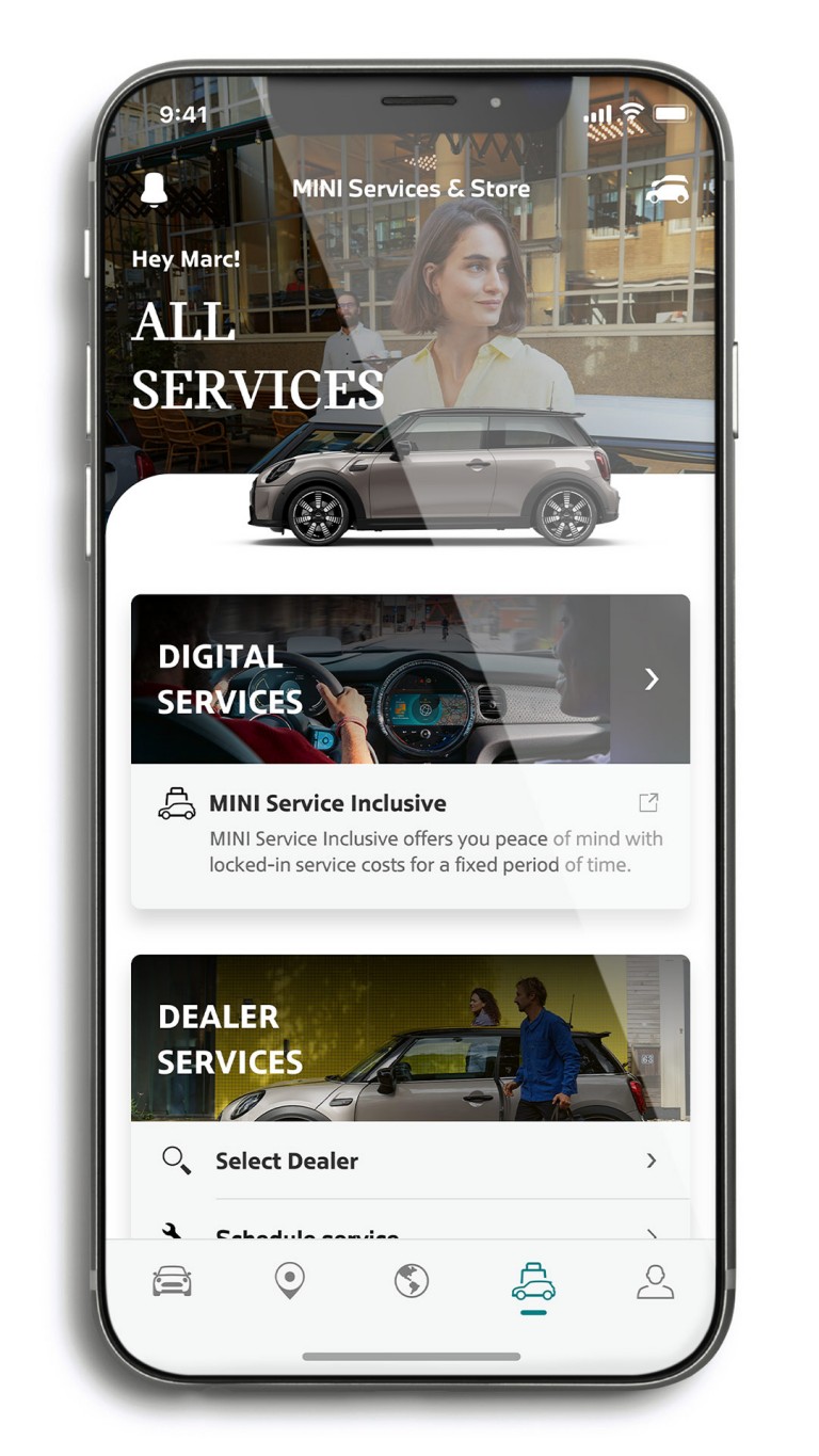 mini connected – mini App – alle Dienste verwalten
